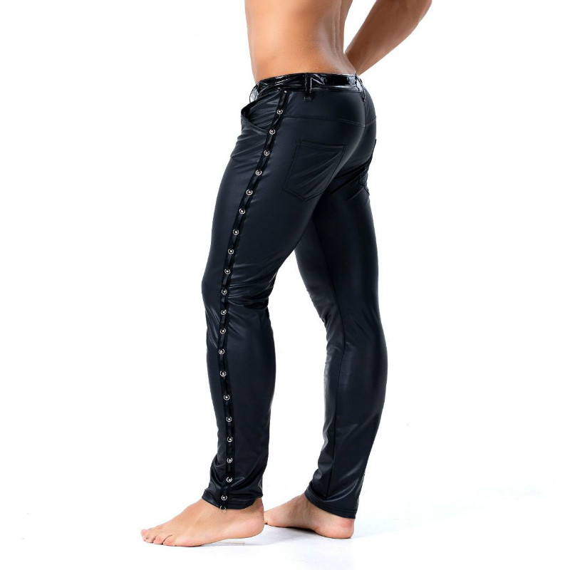 Streetwear Brand For Men - Pantalones de cuero sintético con remaches