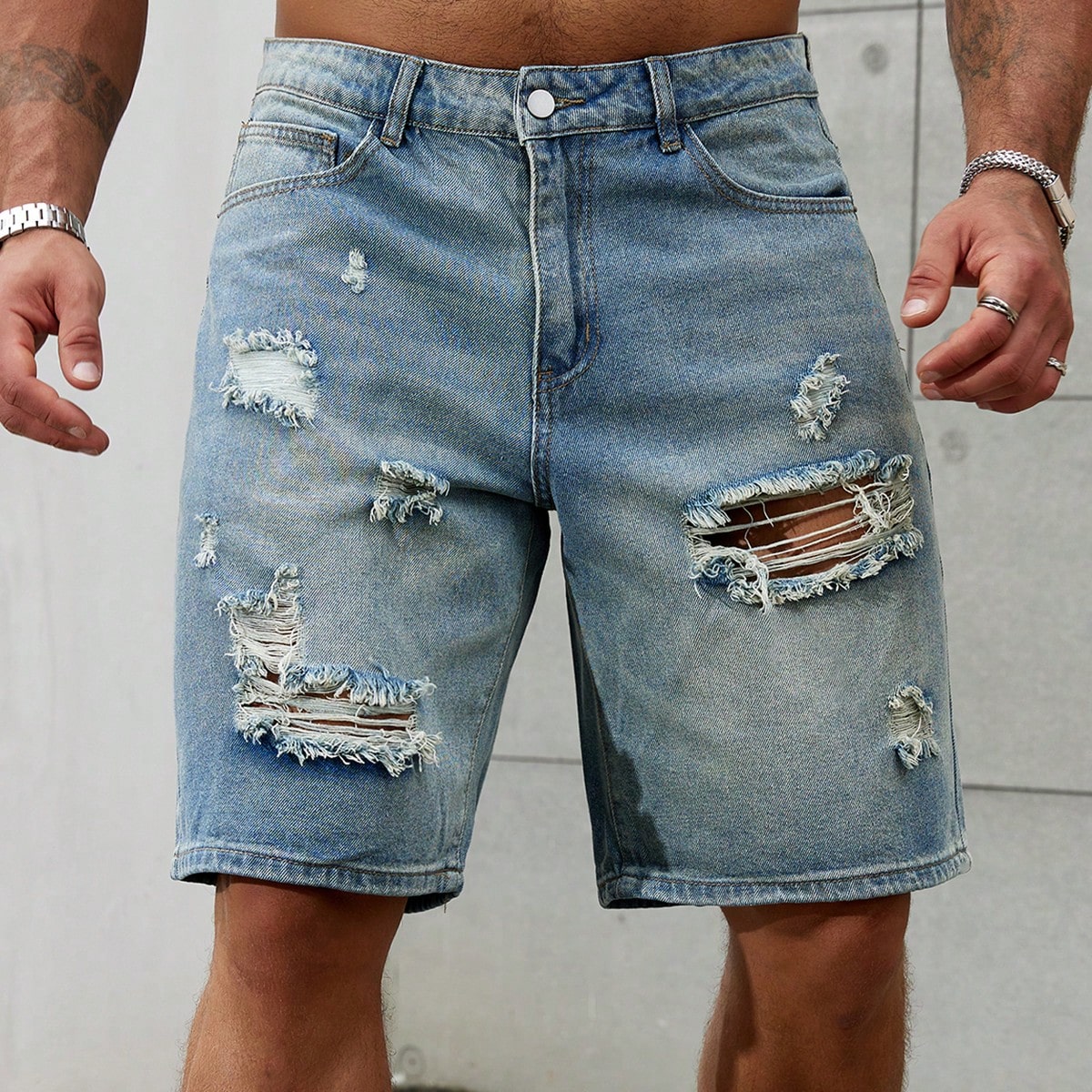 Streetwear Brand For Men - Pantalones vaqueros cortos rasgados para hombre,
