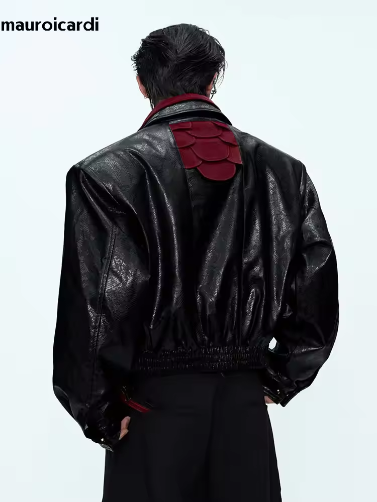 Streetwear Brand For Men - Mauroicardi-Chaqueta corta de piel sintética con